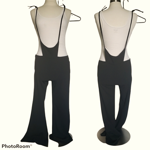 Shein Black Tie Shoulder Suspender Jumpsuit - M